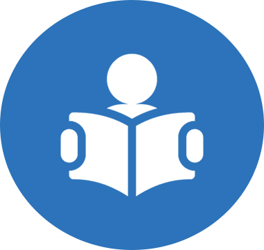 Icon image of a person reading a book