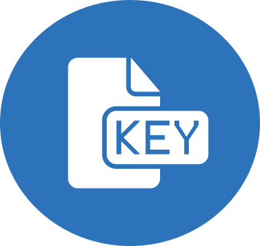 Icon image of a piece of paper with the label KEY